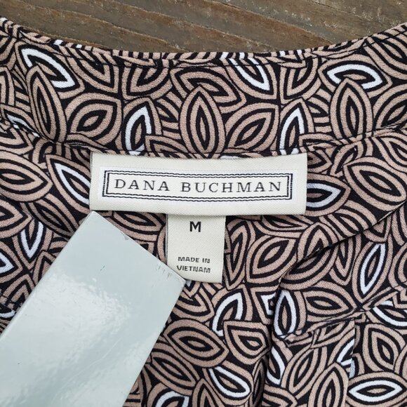 Dana Buchman Henley Blouse Geometric Print Tunic Top Medium - Picture 3 of 8